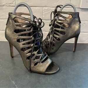 Louise et Cie sz 5 Kacy bronze lace up open toe heels
